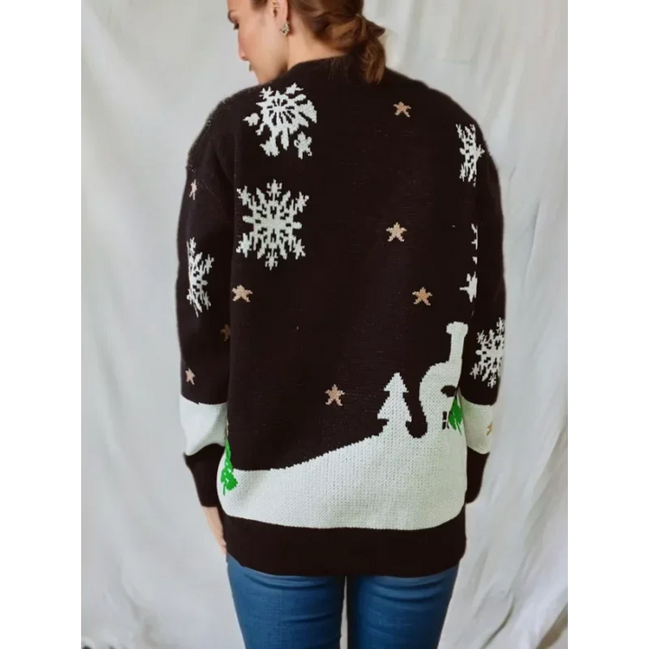 Damen Langarm Weihnachts-Pullover aus Strick