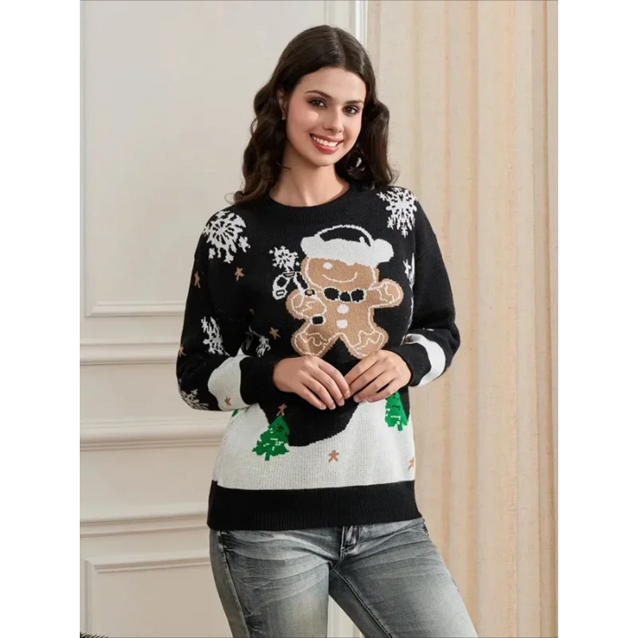 Damen Langarm Weihnachts-Pullover aus Strick