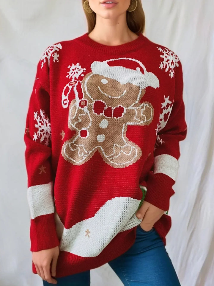 Damen Langarm Weihnachts-Pullover aus Strick