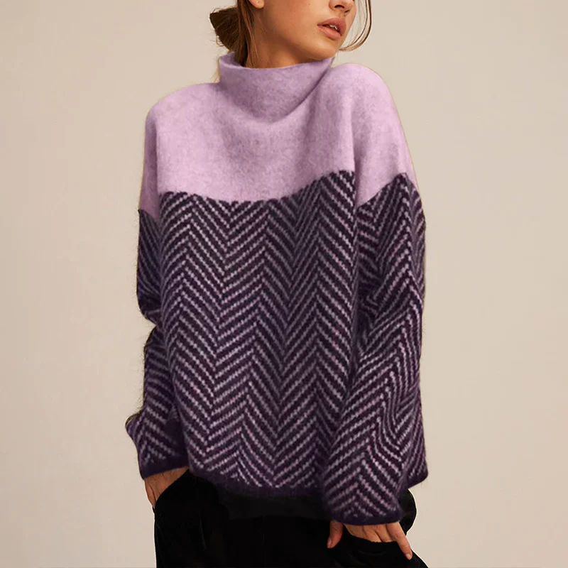 Der Eireann Chevron Rollkragenpullover" could be rewritten as "Eireann Chevron Turtleneck Sweater.