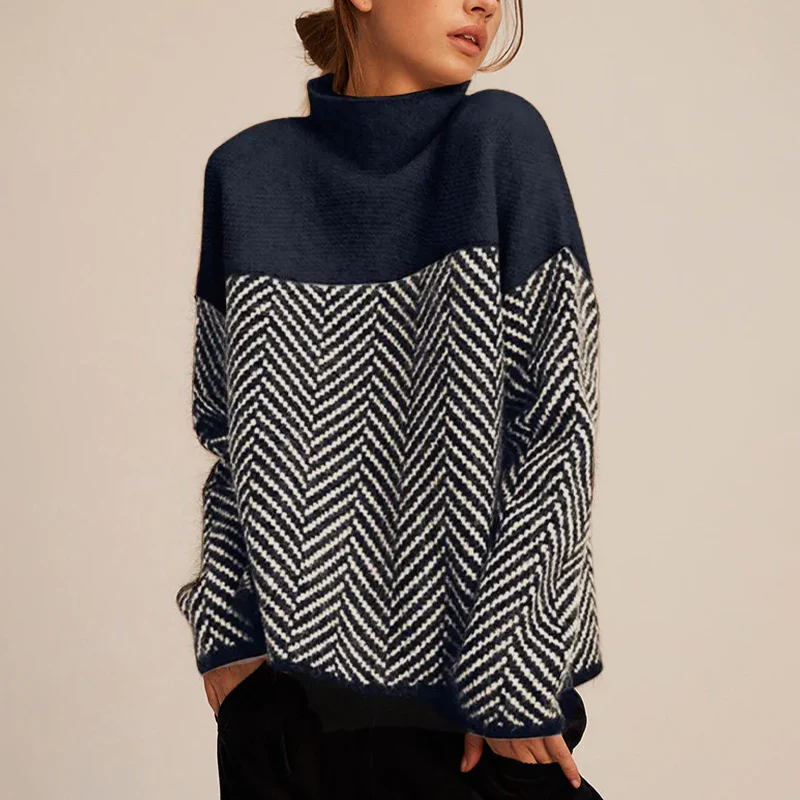 Der Eireann Chevron Rollkragenpullover" could be rewritten as "Eireann Chevron Turtleneck Sweater.