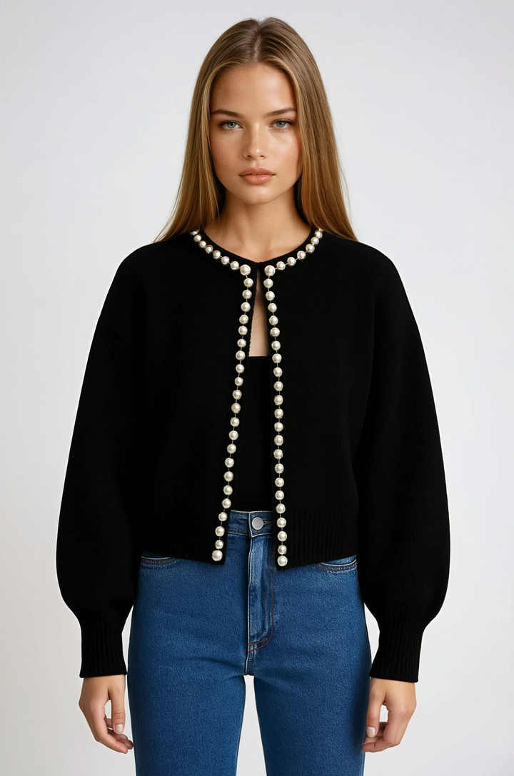 Strickjacke mit Perlendetails