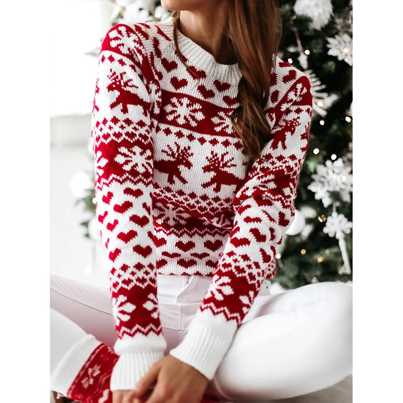Frauen Winterlicher Süßer Weihnachtspullover