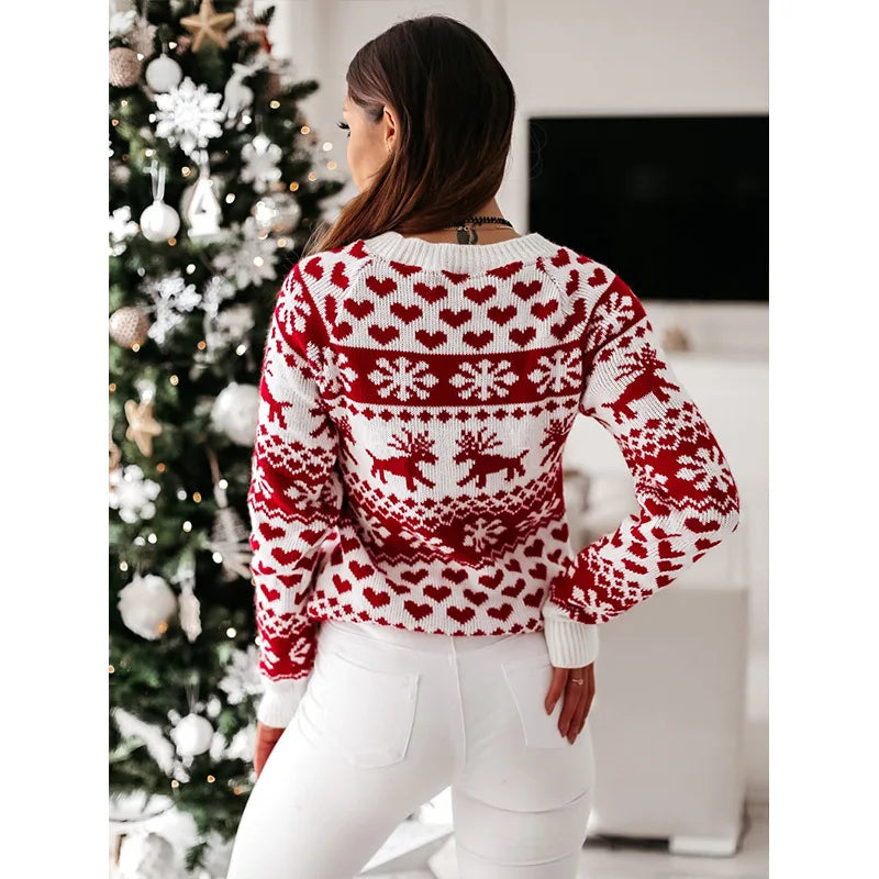 Frauen Winterlicher Süßer Weihnachtspullover