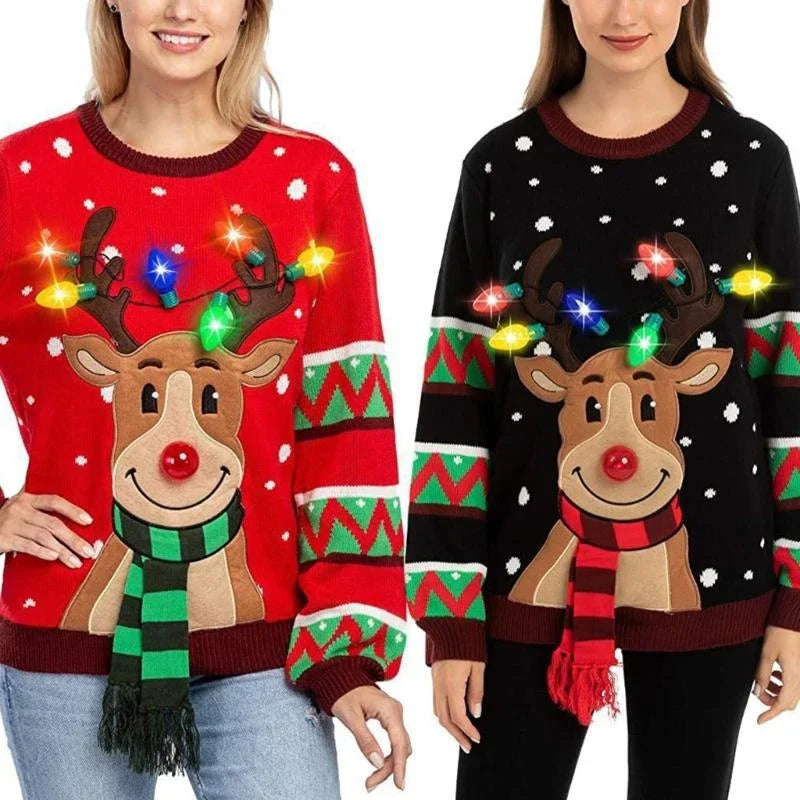 Frauen LED Leuchtender Weihnachts-Pullover