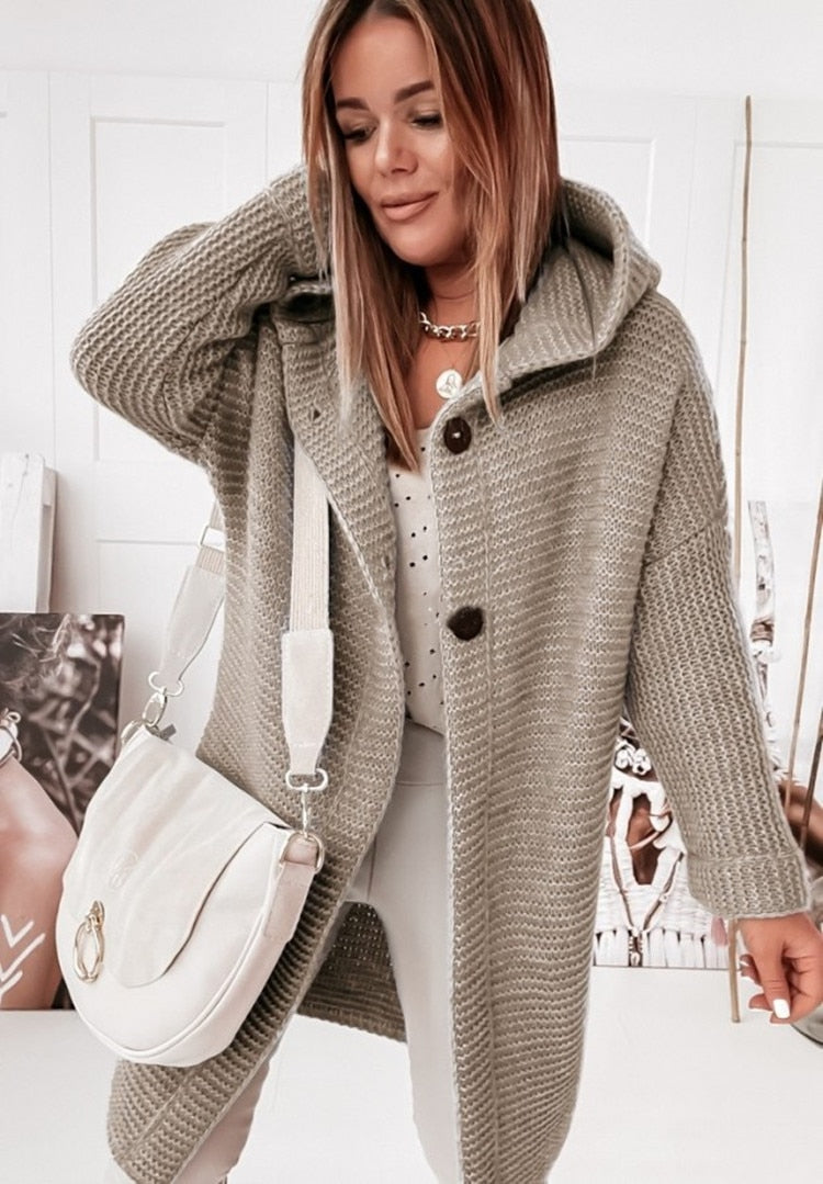 Locker geschnittener Kapuzen-Cardigan für Damen