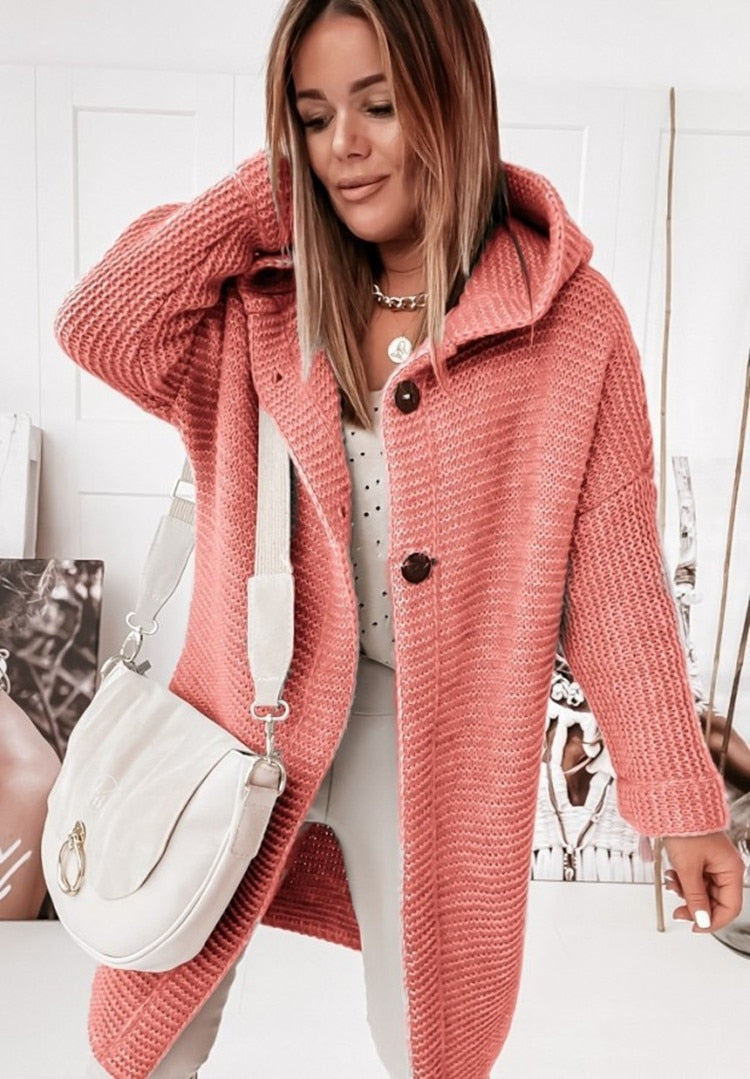 Locker geschnittener Kapuzen-Cardigan für Damen