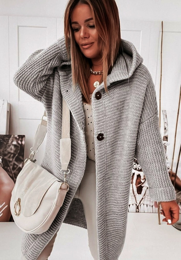 Locker geschnittener Kapuzen-Cardigan für Damen
