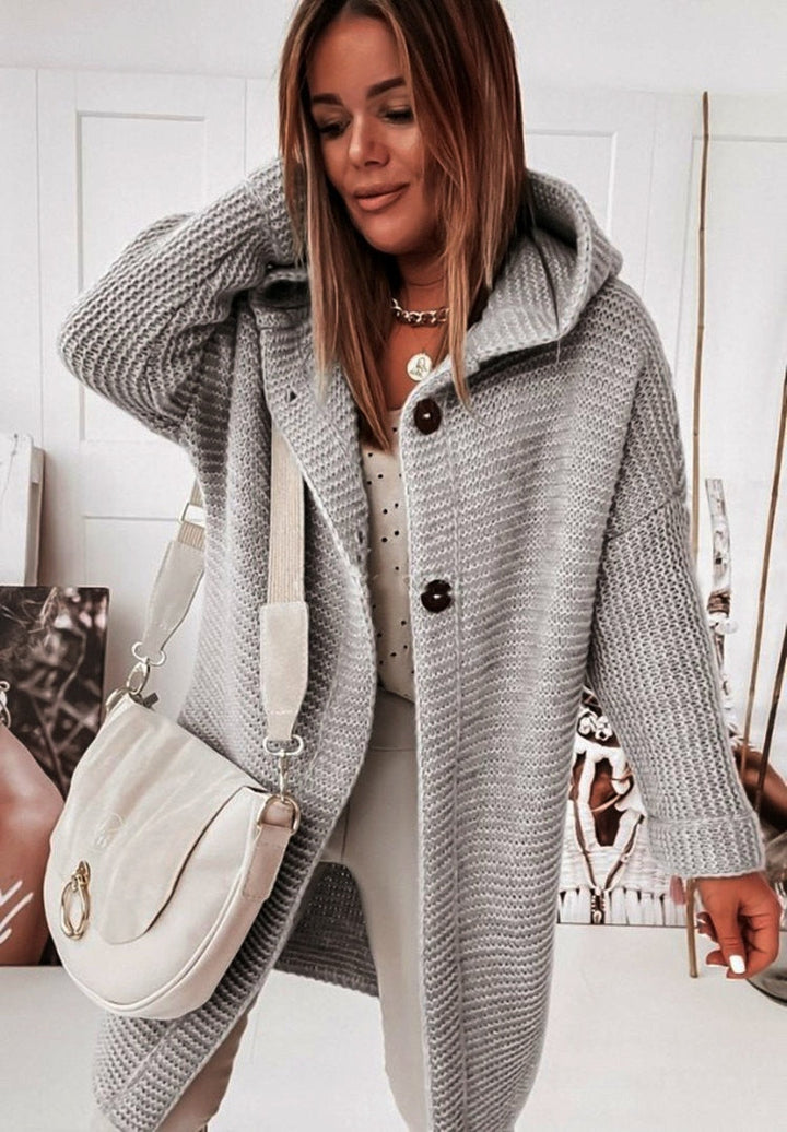 Locker geschnittener Kapuzen-Cardigan für Damen