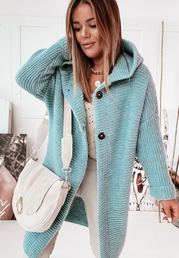 Locker geschnittener Kapuzen-Cardigan für Damen