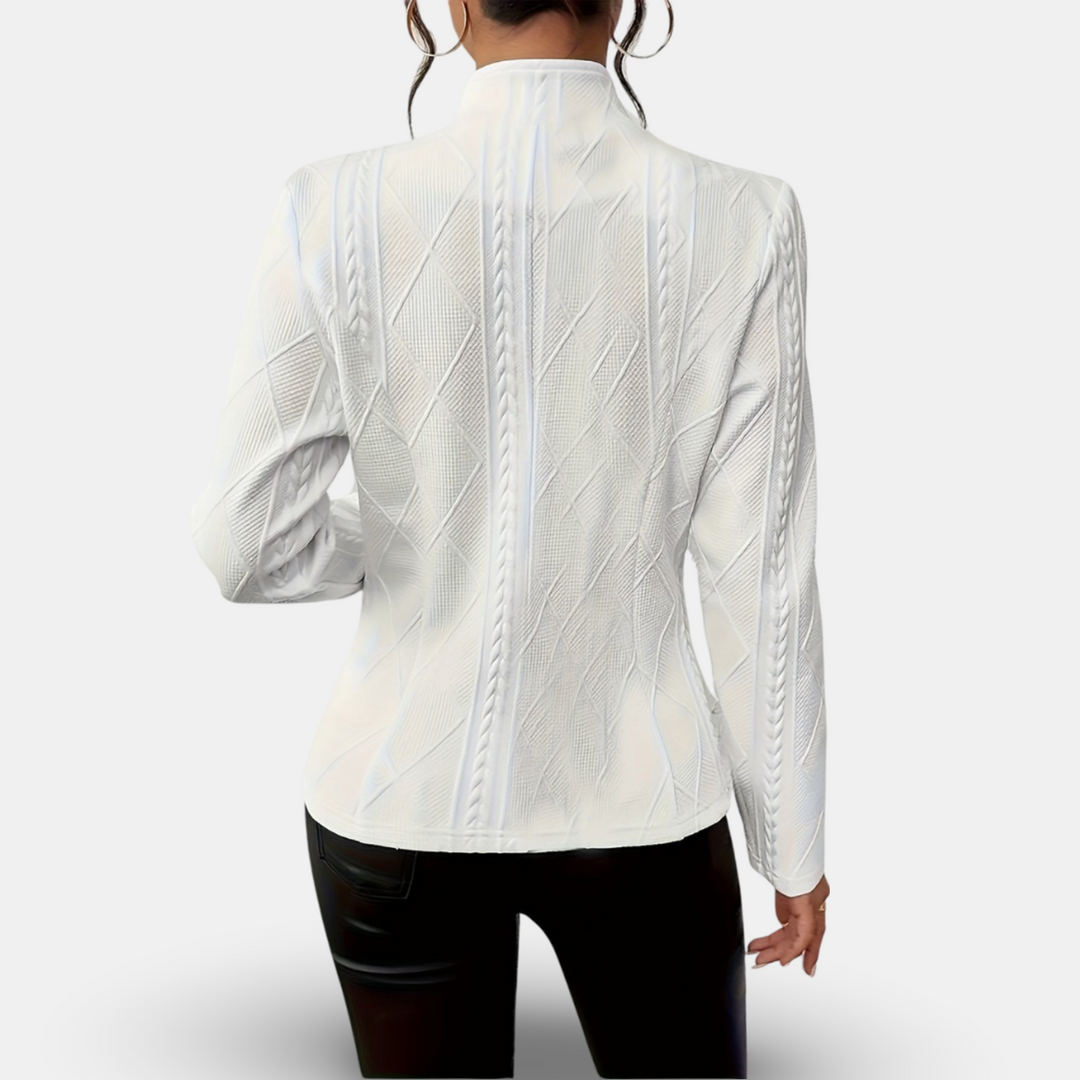 Geometrischer Knopfblazer mit Strukturmuster