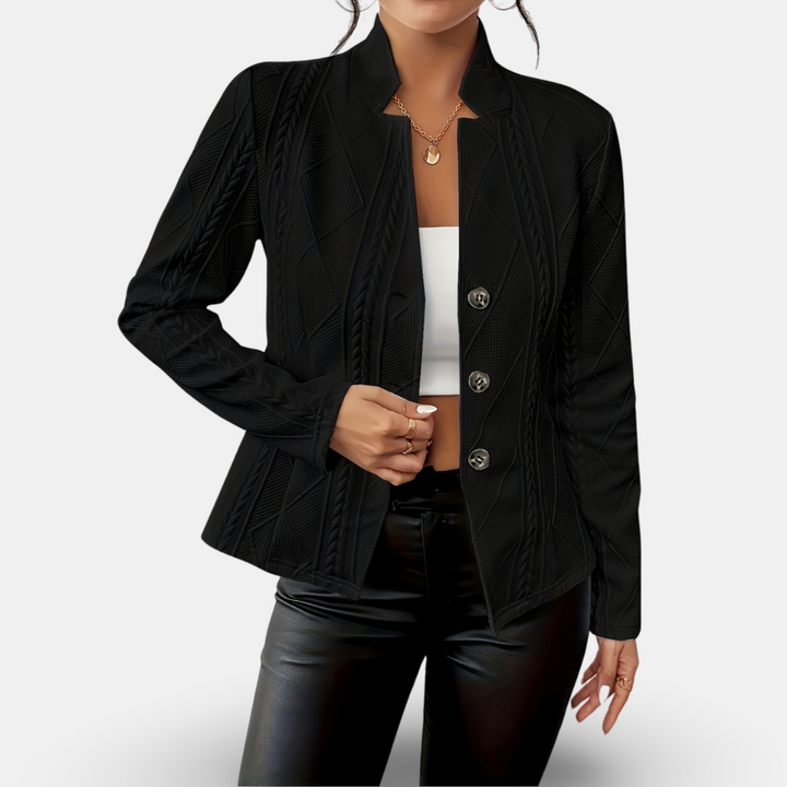 Geometrischer Knopfblazer mit Strukturmuster