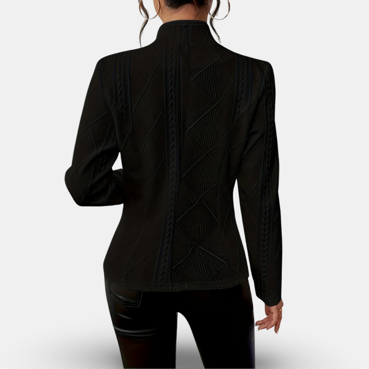Geometrischer Knopfblazer mit Strukturmuster