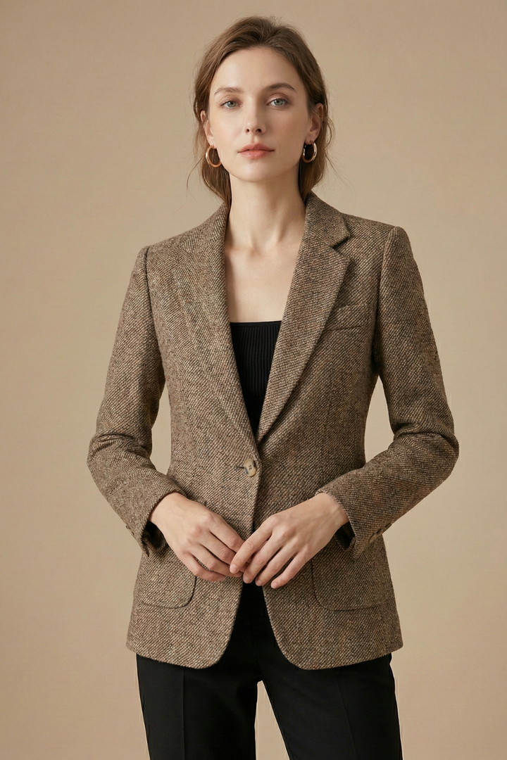 Wollblazer mit Revers und einem Knopf