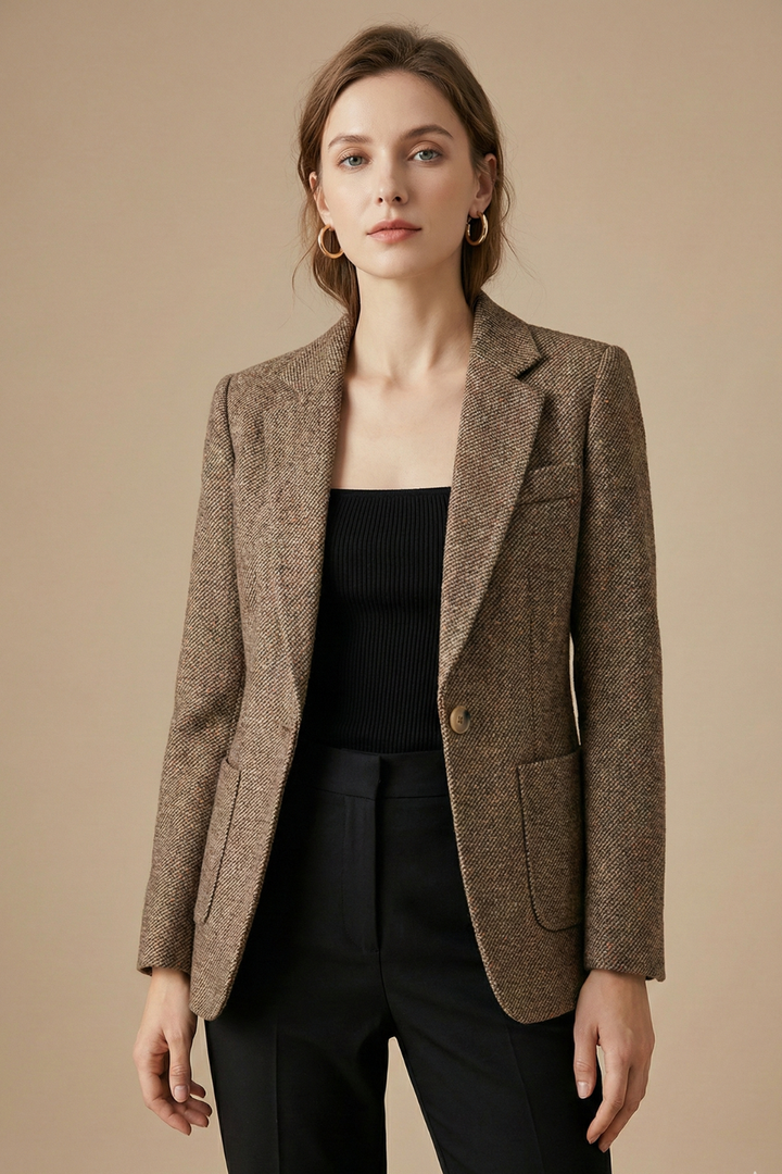 Wollblazer mit Revers und einem Knopf