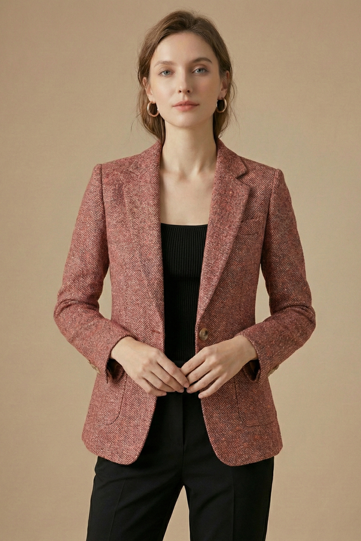 Wollblazer mit Revers und einem Knopf