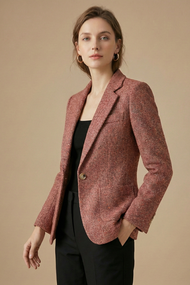 Wollblazer mit Revers und einem Knopf