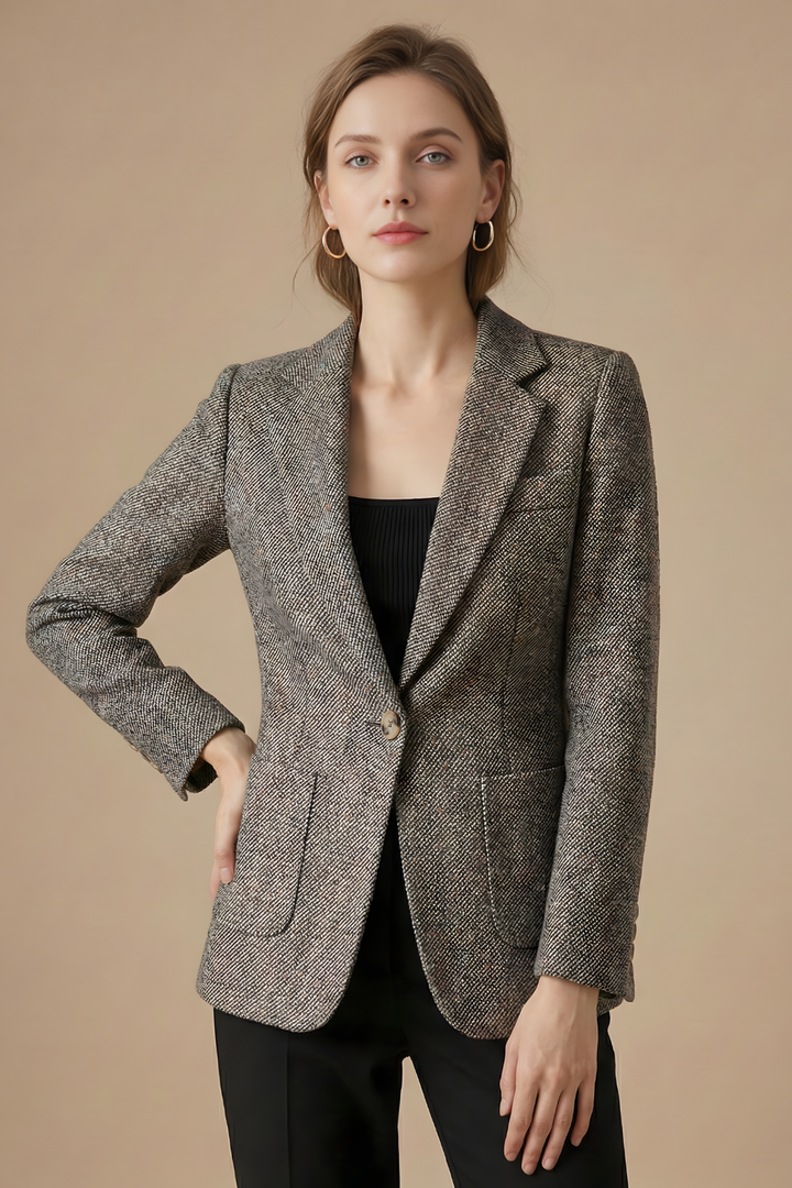 Wollblazer mit Revers und einem Knopf
