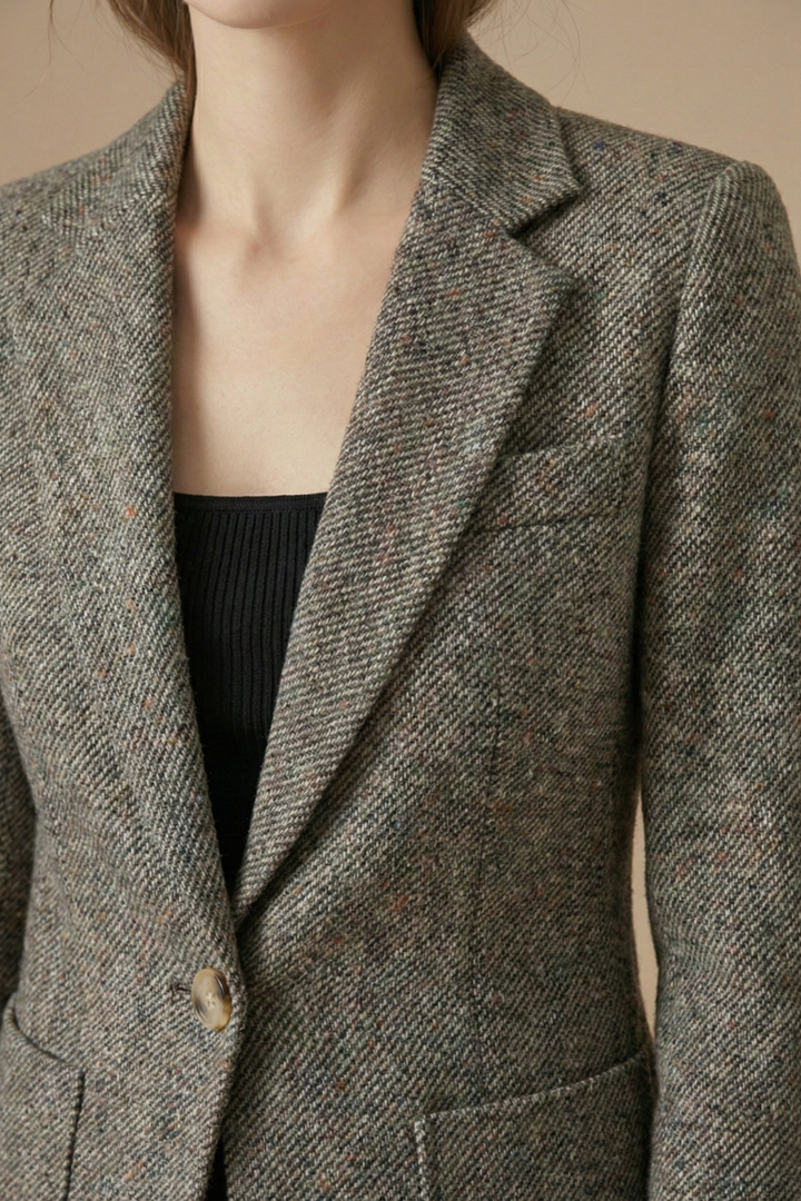 Wollblazer mit Revers und einem Knopf