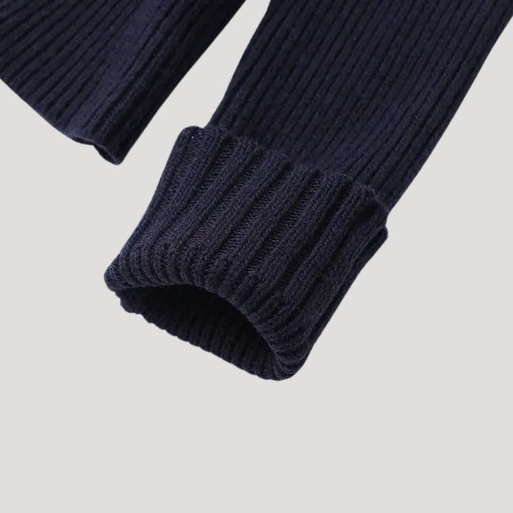 Marineblaue Damen-Strickjacke mit Jeansdetails