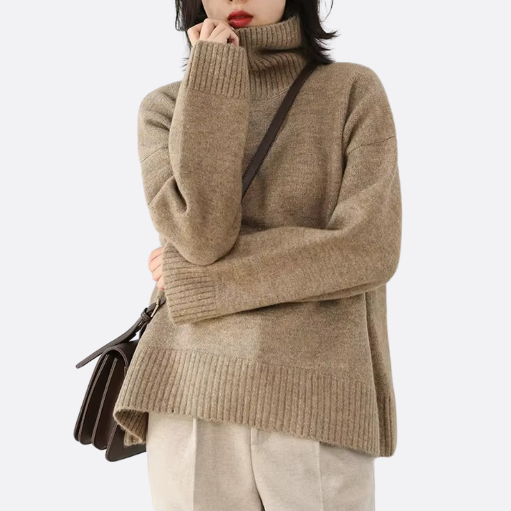 Frauen Oversized Rollkragenpullover für warme Tage