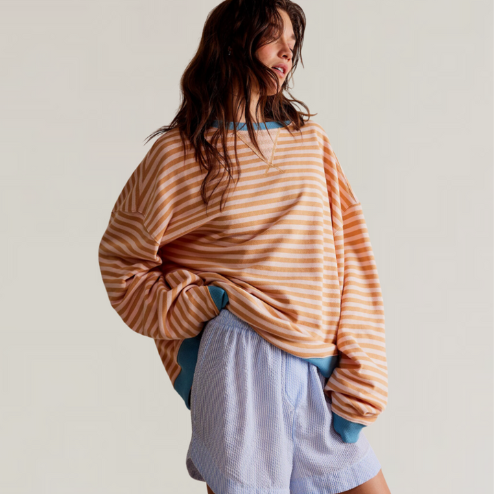 Gestreifter Oversized-Pullover für Damen