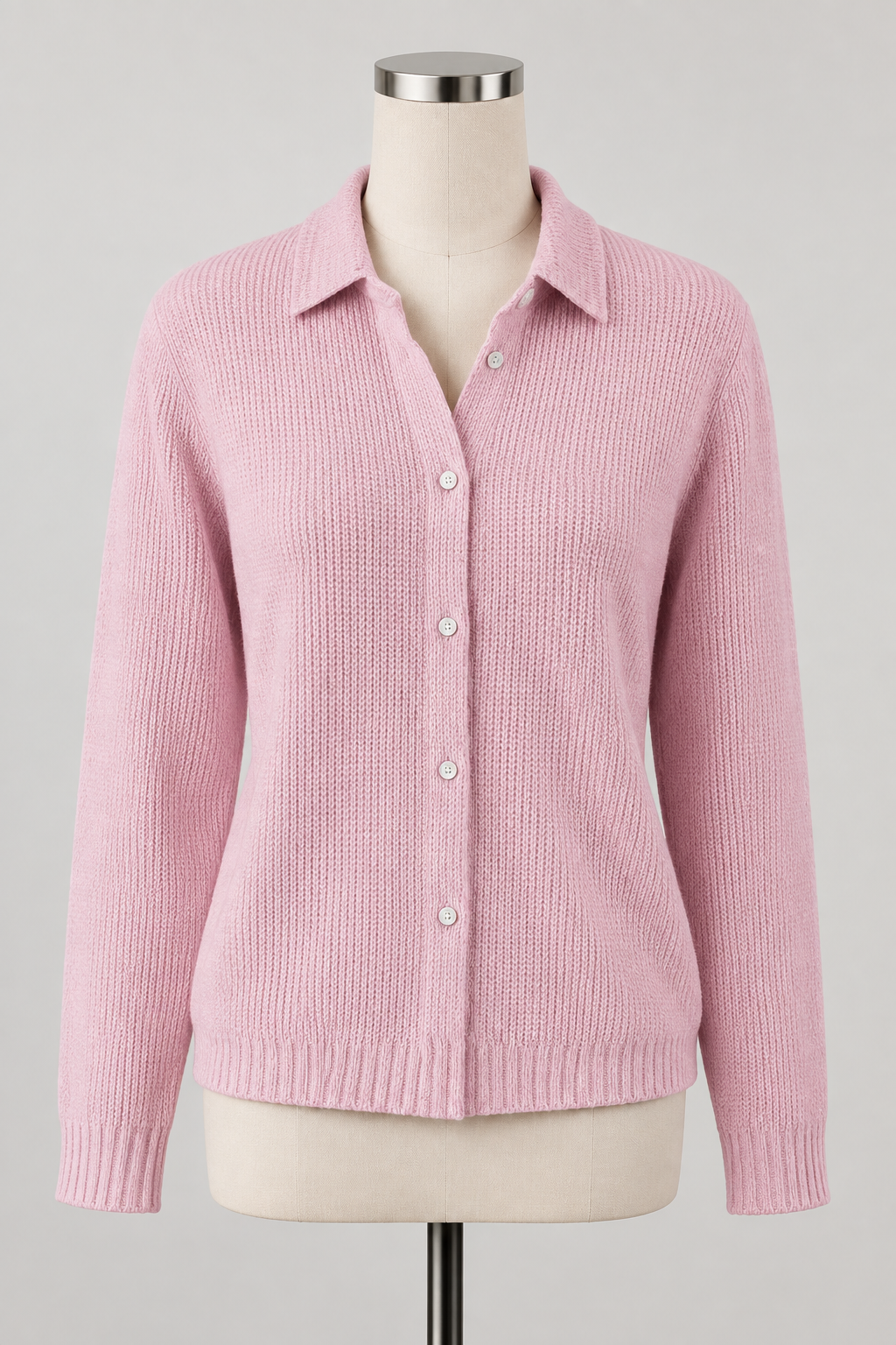 Rosé-Charme Damenstrickjacke mit Kragen