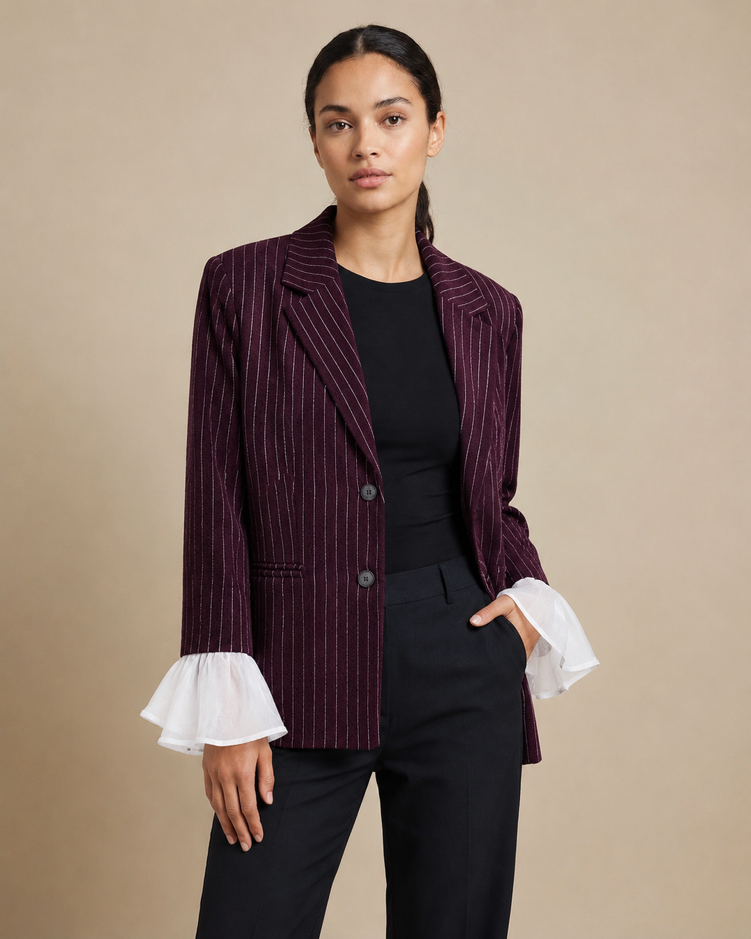 Eleganter gestreifter Blazer mit Revers