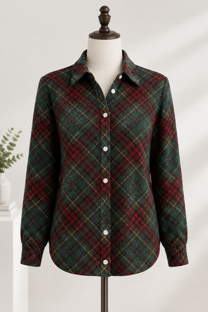 Tartan-Charme Damenstrickjacke
