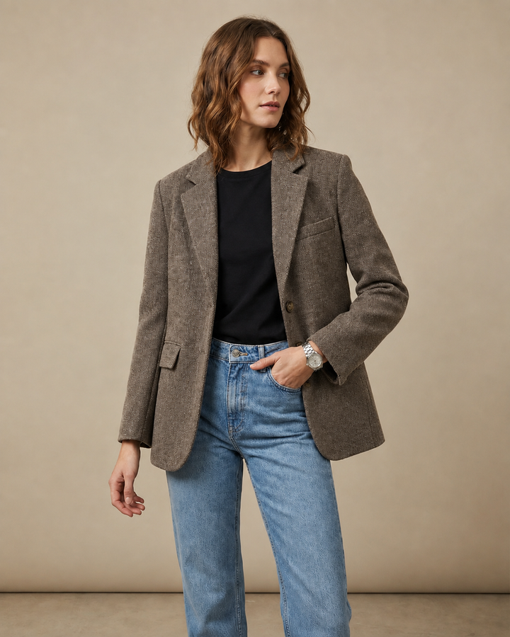 Ein klassischer Wollblazer mit Reverskragen