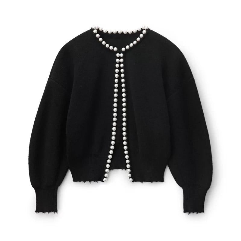 Strickjacke mit Perlendetails